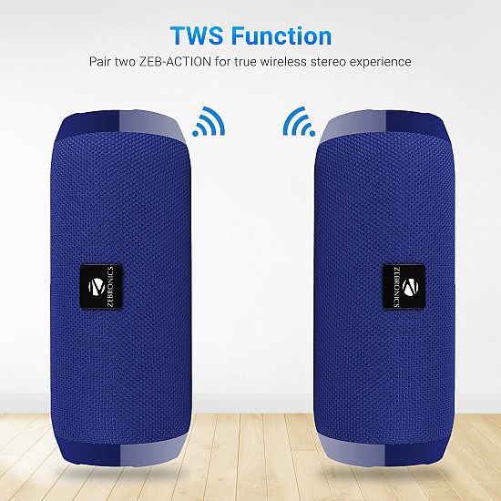 Zebronics Zeb-Action Portable BT Speaker with TWS Function, USB,mSD, AUX, FM, Mic & Fabric Finish 