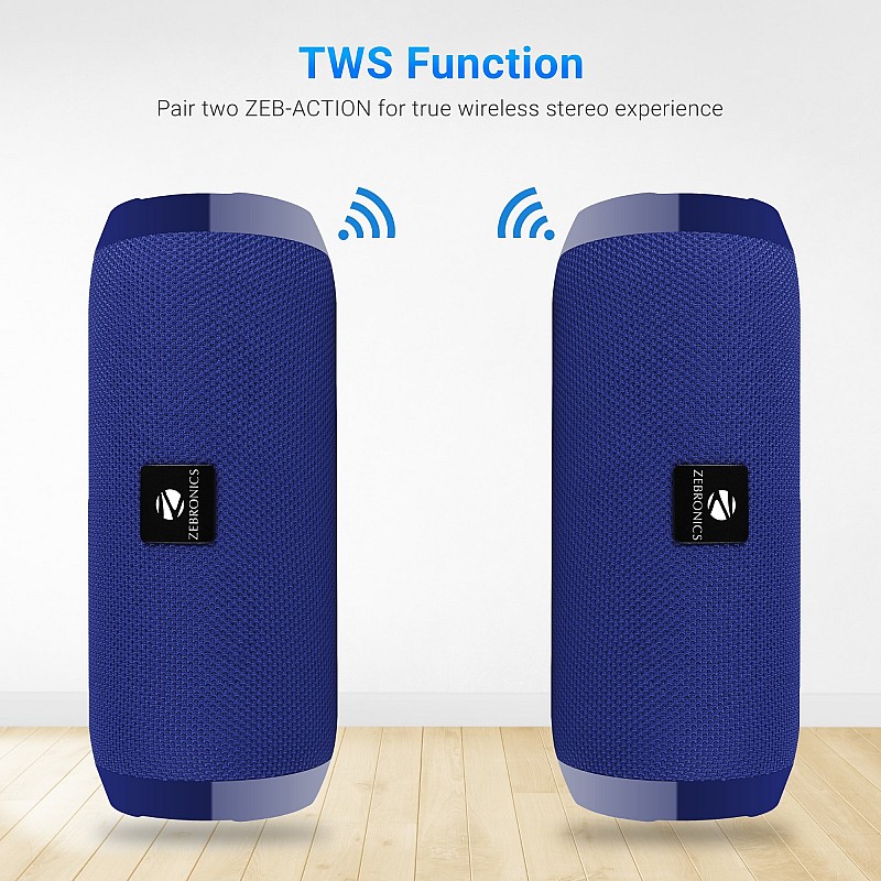 Zebronics Zeb-Action Portable BT Speaker with TWS Function, USB,mSD, AUX, FM, Mic & Fabric Finish 