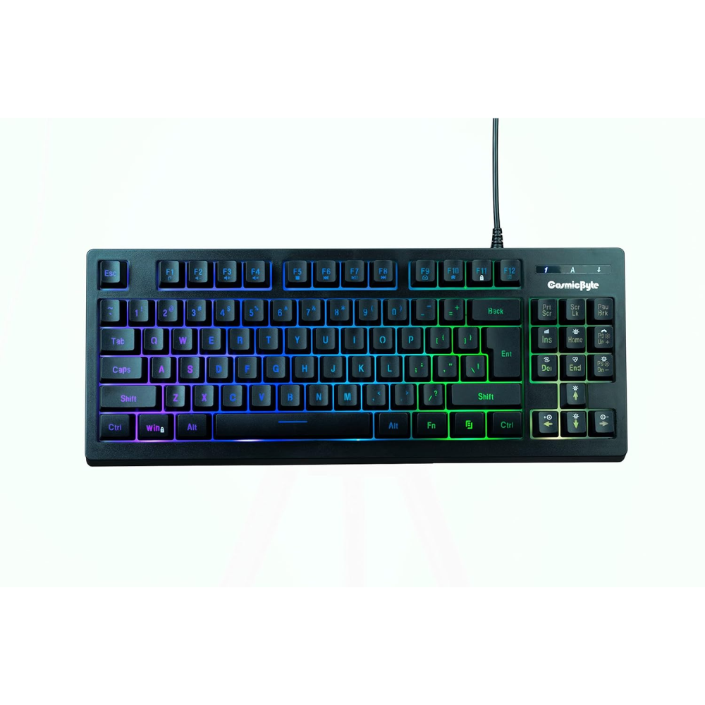 Cosmic Byte CB-GK-22 Veritas TKL Membrane Keyboard with RGB LED Double Shot Keycaps and Sonic Spectrum Black