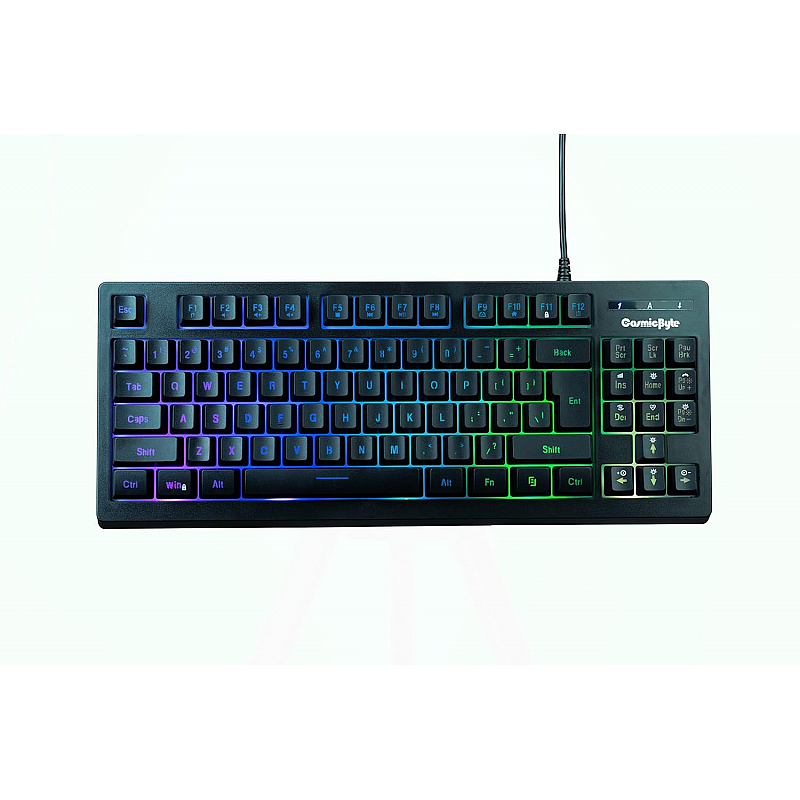 Cosmic Byte CB-GK-22 Veritas TKL Membrane Keyboard with RGB LED Double Shot Keycaps and Sonic Spectrum Black