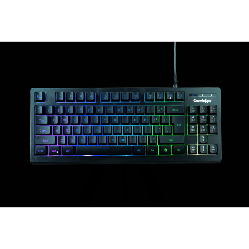 Cosmic Byte CB-GK-22 Veritas TKL Membrane Keyboard with RGB LED Double Shot Keycaps and Sonic Spectrum Black