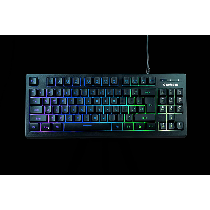 Cosmic Byte CB-GK-22 Veritas TKL Membrane Keyboard with RGB LED Double Shot Keycaps and Sonic Spectrum Black