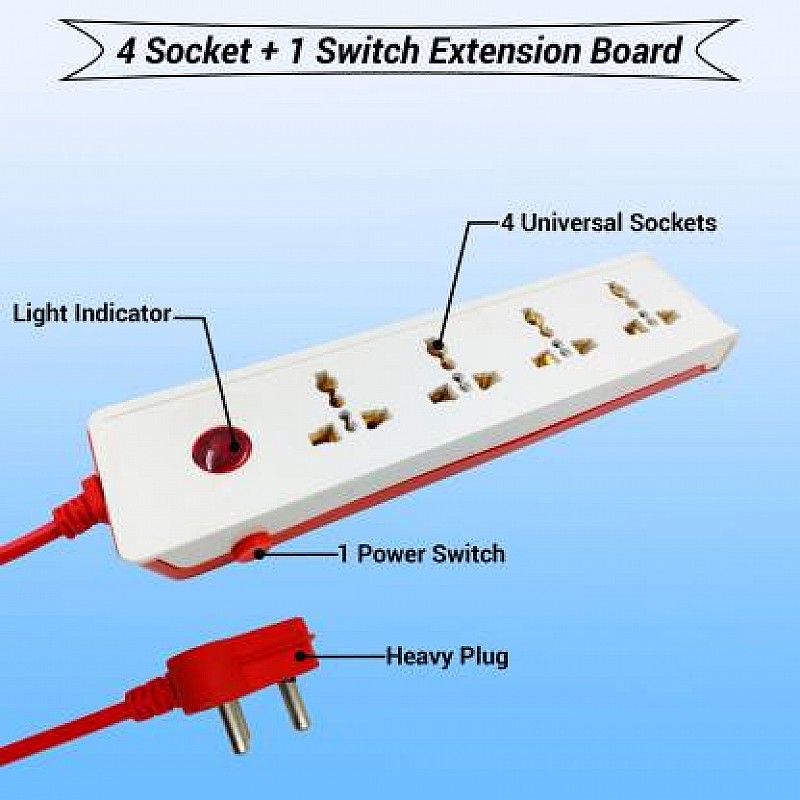 Airtree 4Plus1 Power Strip with Master Switch Indicator Safety Shutter - 4 international sockets