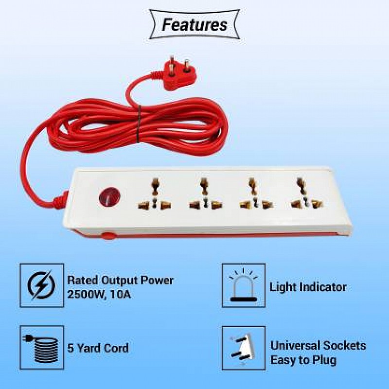 Airtree 4Plus1 Power Strip with Master Switch Indicator Safety Shutter - 4 international sockets