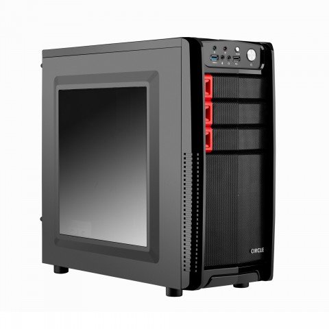 Circle Gaming 820 Black ATX Tower Case with Transparent Side Panel and Steel Black Body Circle Gaming 820 Black ATX Tower Case with Transparent Side Panel and Steel Black Body