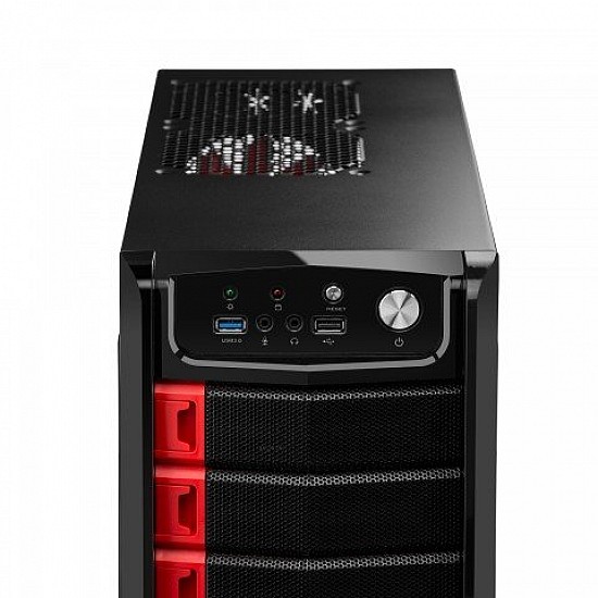 Circle Gaming 820 Black ATX Tower Case with Transparent Side Panel and Steel Black Body 