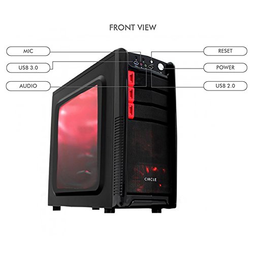 Circle Gaming 820 Black ATX Tower Case with Transparent Side Panel and Steel Black Body Circle Gaming 820 Black ATX Tower Case with Transparent Side Panel and Steel Black Body