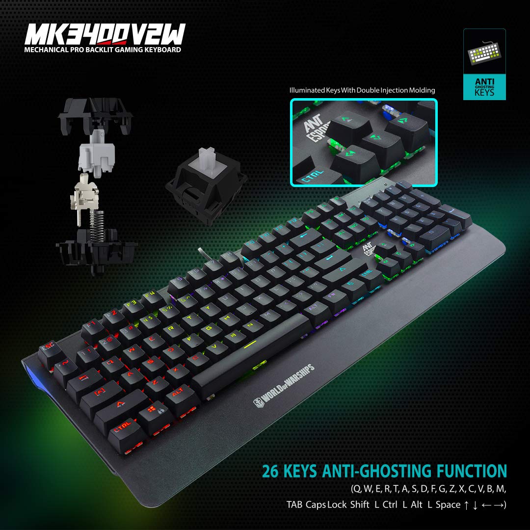 Ant Esports MK3400W V2 Mechanical Pro World of Warship Edition Wired RGB Gaming Keyboard with Blue Switches