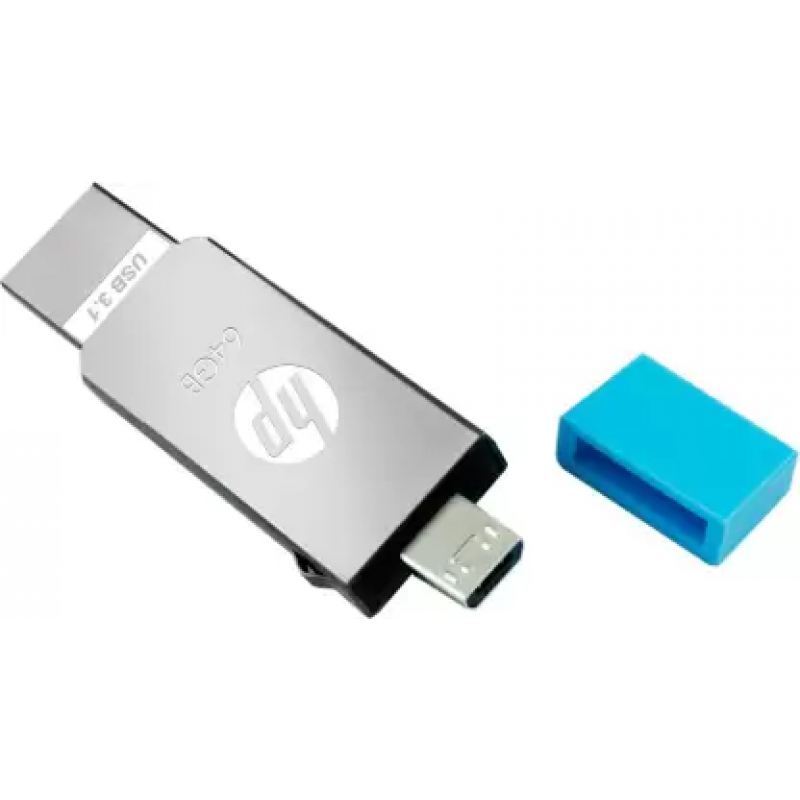 HP MM-OTG032GB-02P 32 GB Pen Drive  (Silver, Blue)