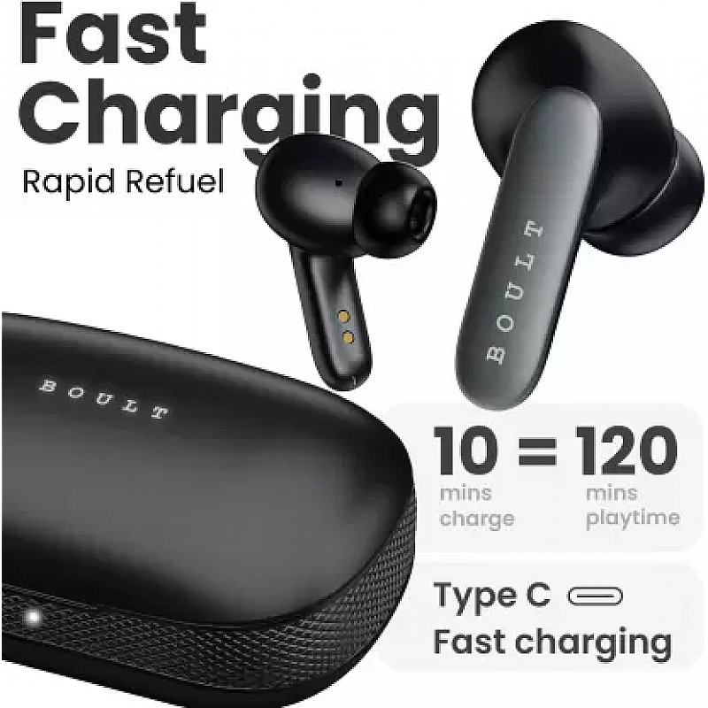 Boult Y1 Pro with Zen Quad Mic ENC, 60Hrs Battery, Fast Charging (Black, True Wireless)