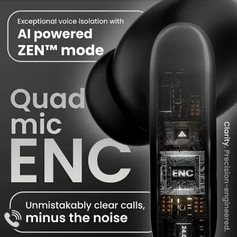 Boult Y1 Pro with Zen Quad Mic ENC, 60Hrs Battery, Fast Charging (Black, True Wireless)