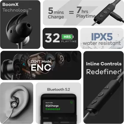 Boult ProBass EQCharge with ZEN Mode ENC, 32hrs Playtime (Black, In the Ear) Boult ProBass EQCharge with ZEN Mode ENC, 32hrs Playtime (Black, In the Ear)