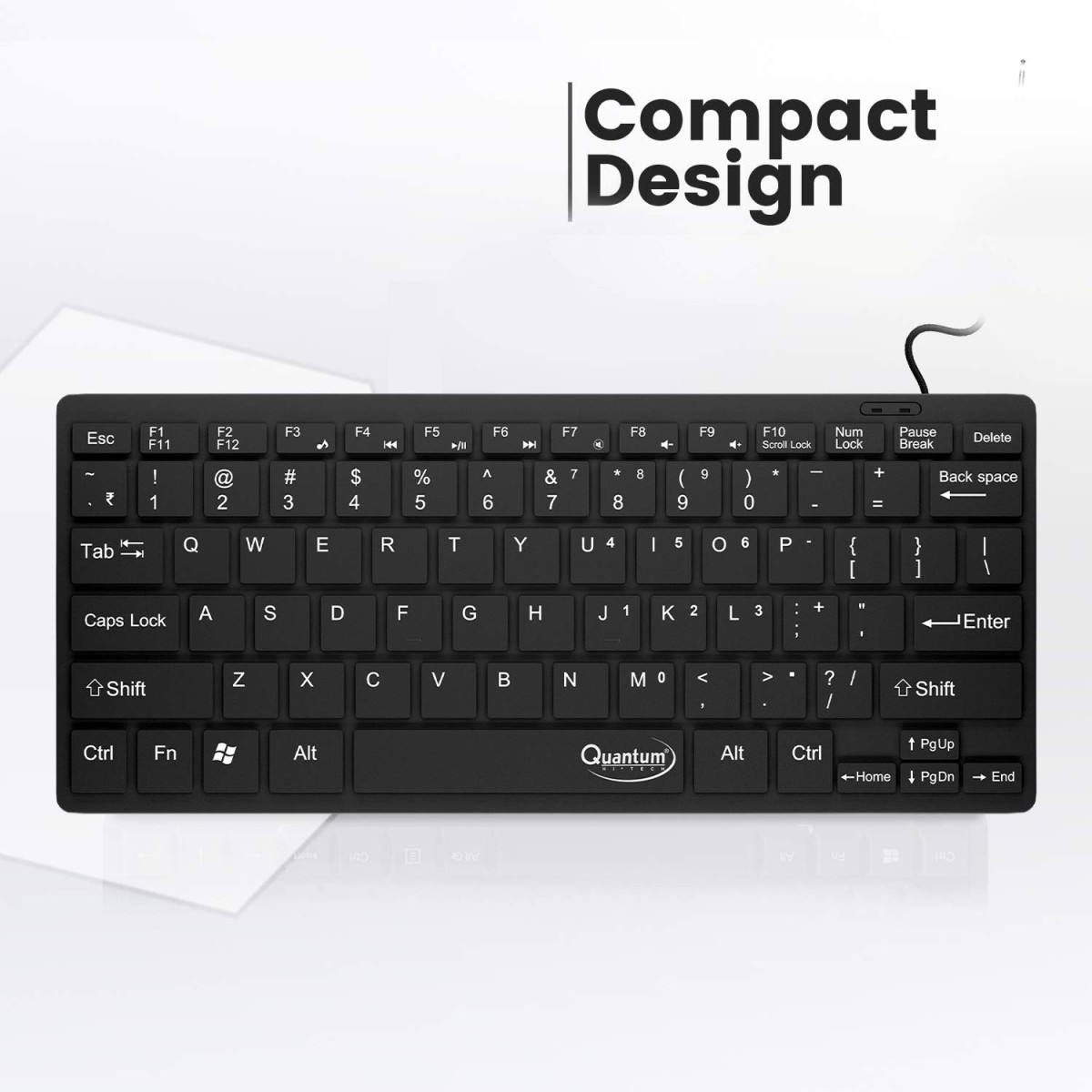 QUANTUM QHM7307 MINI MULTIMEDIA KEYBOARD Wired USB Multi-device Keyboard (Black)