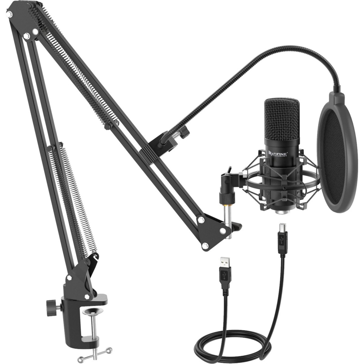 FIFINE T730 USB Microphone Kit with 16mm Capsule, Arm Stand, Shock Mount, Pop Filter for for Windows PC, Laptop, MAC, PS4 with Cardioid Pattern for Voice Recording, Podcast, YouTube Videos