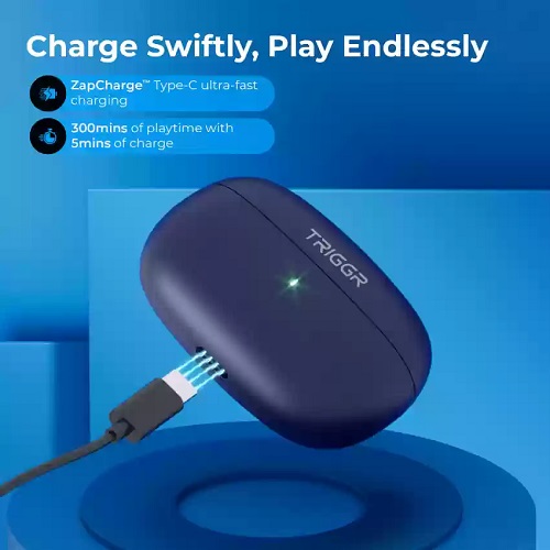 TRIGGR Ultrabuds N1 Neo with ENC, 40Hr Playback, 13mm Drivers, Rich Bass, Fast Charging Bluetooth (Indigo Honey, In the Ear)