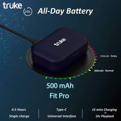 Truke Fit Pro Bluetooth Headset Blue True Wireless Truke Fit Pro Bluetooth Headset Blue True Wireless