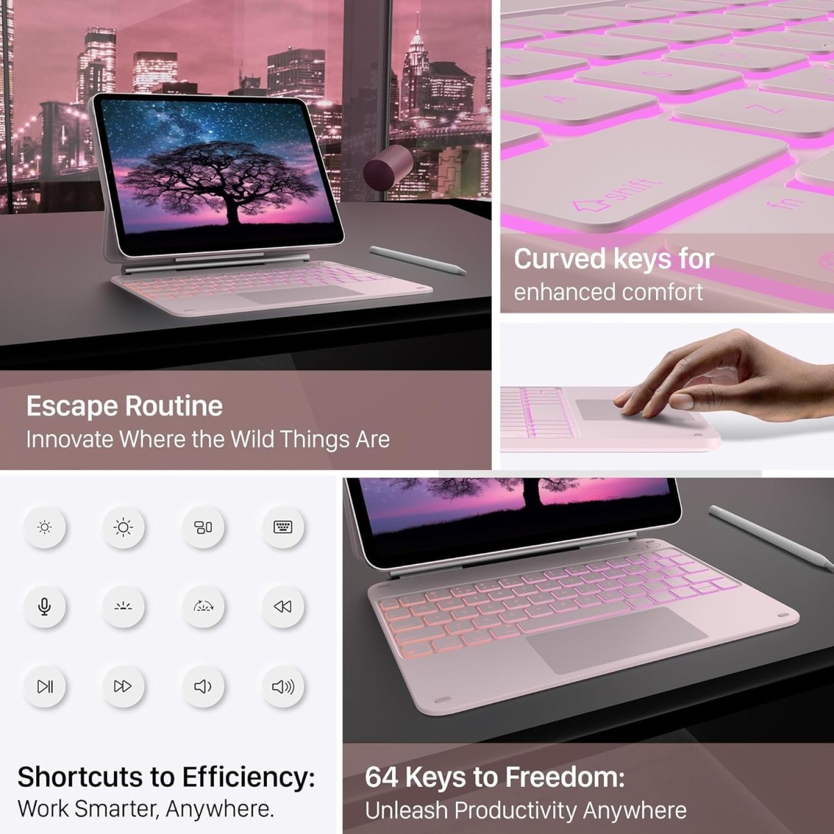 typecase Edge Keyboard for iPad Air 11 (M3/M2), Air 5th/4th & Pro 11 (4th/3rd/2nd/1st), 11-Color Backlit,Magic Floating Cantilever,Precision Refurbished