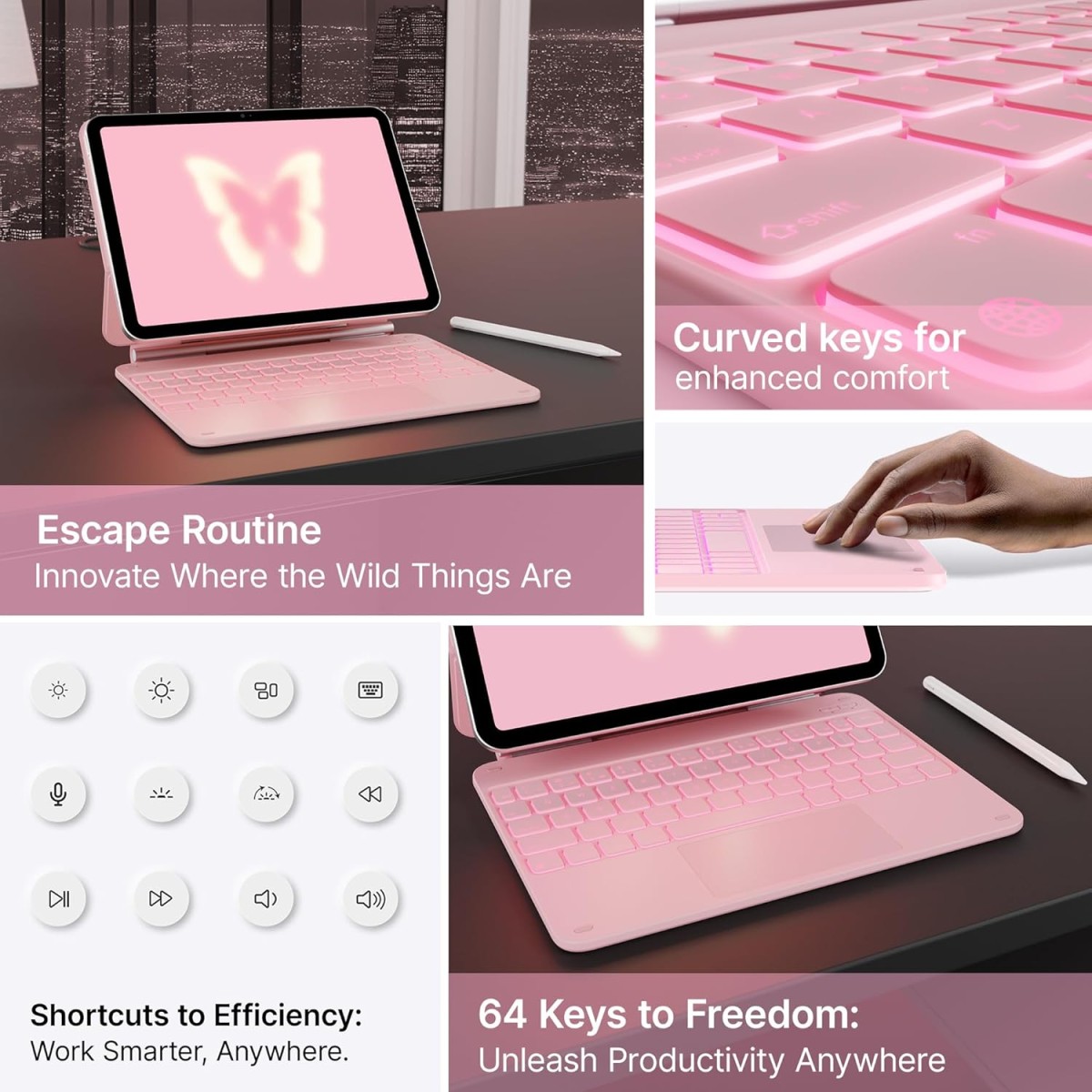 typecase Edge Magic Keyboard case for iPad 11th (A16-2025) & 10th Gen with 11-Colors Backlit, Floating Cantilever Stand, Click Anywhere Precision Multi-Touch Trackpad, 600 GMS (NOT for Air 11/Pro 11)