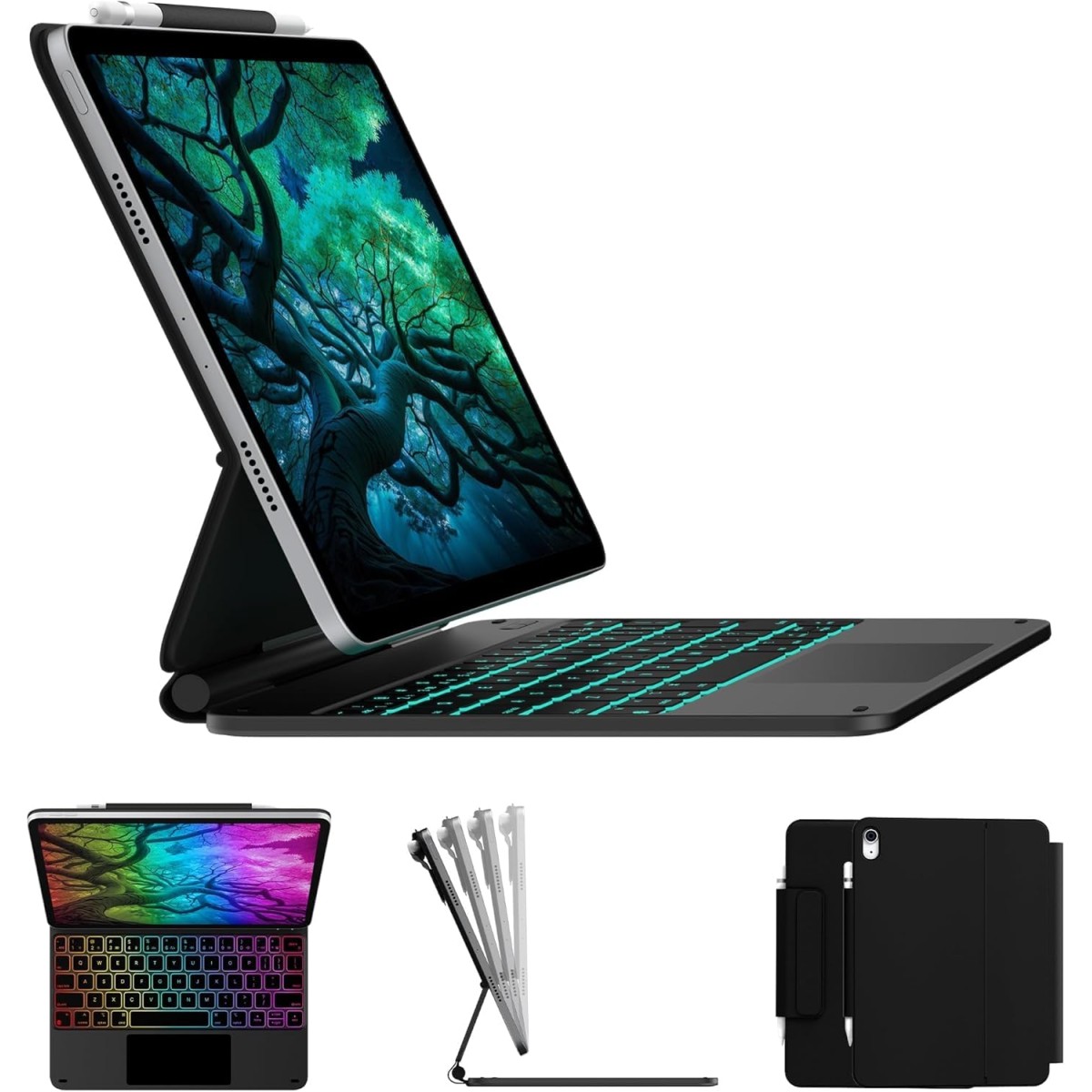 typecase Edge Magic Keyboard case for iPad 11th (A16-2025) & 10th Gen with 11-Colors Backlit, Floating Cantilever Stand, Click Anywhere Precision Multi-Touch Trackpad, 600 GMS (NOT for Air 11/Pro 11)