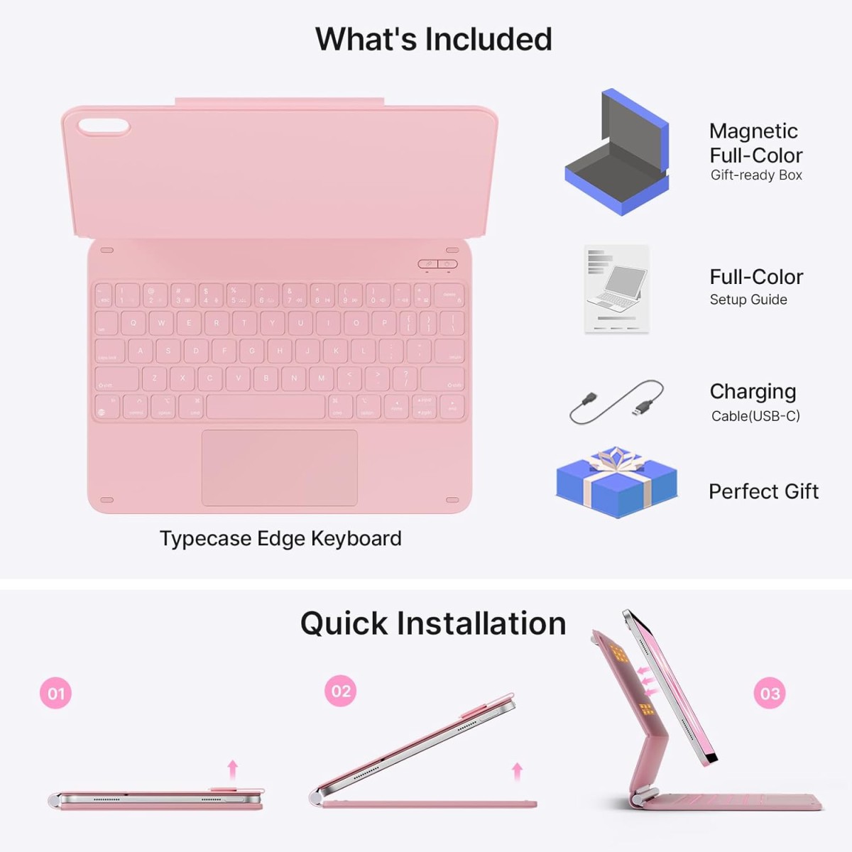 typecase Edge Magic Keyboard case for iPad 11th (A16-2025) & 10th Gen with 11-Colors Backlit, Floating Cantilever Stand, Click Anywhere Precision Multi-Touch Trackpad, 600 GMS (NOT for Air 11/Pro 11)