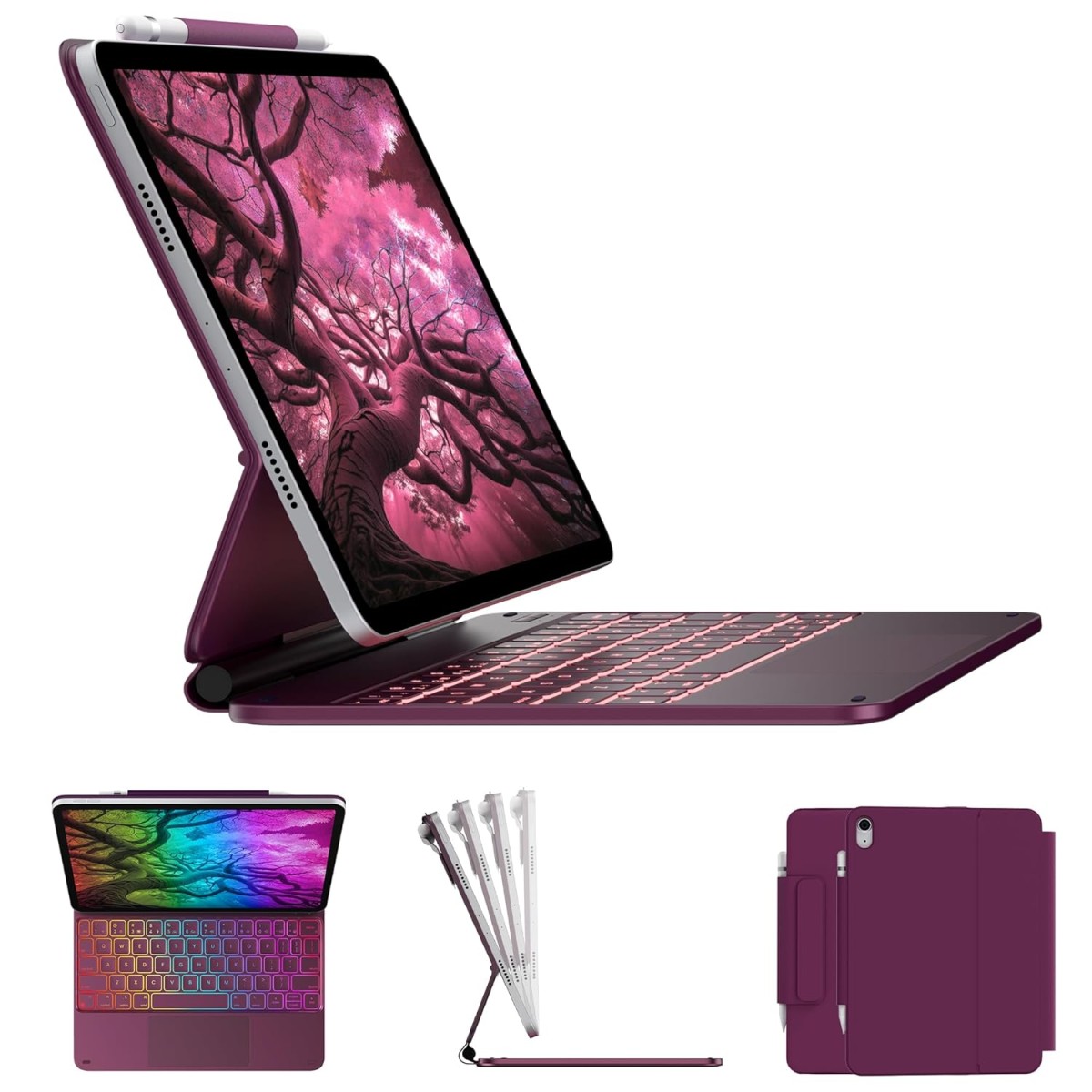 typecase Edge Magic Keyboard case for iPad 11th (A16-2025) & 10th Gen with 11-Colors Backlit, Floating Cantilever Stand, Click Anywhere Precision Multi-Touch Trackpad, 600 GMS (NOT for Air 11/Pro 11)