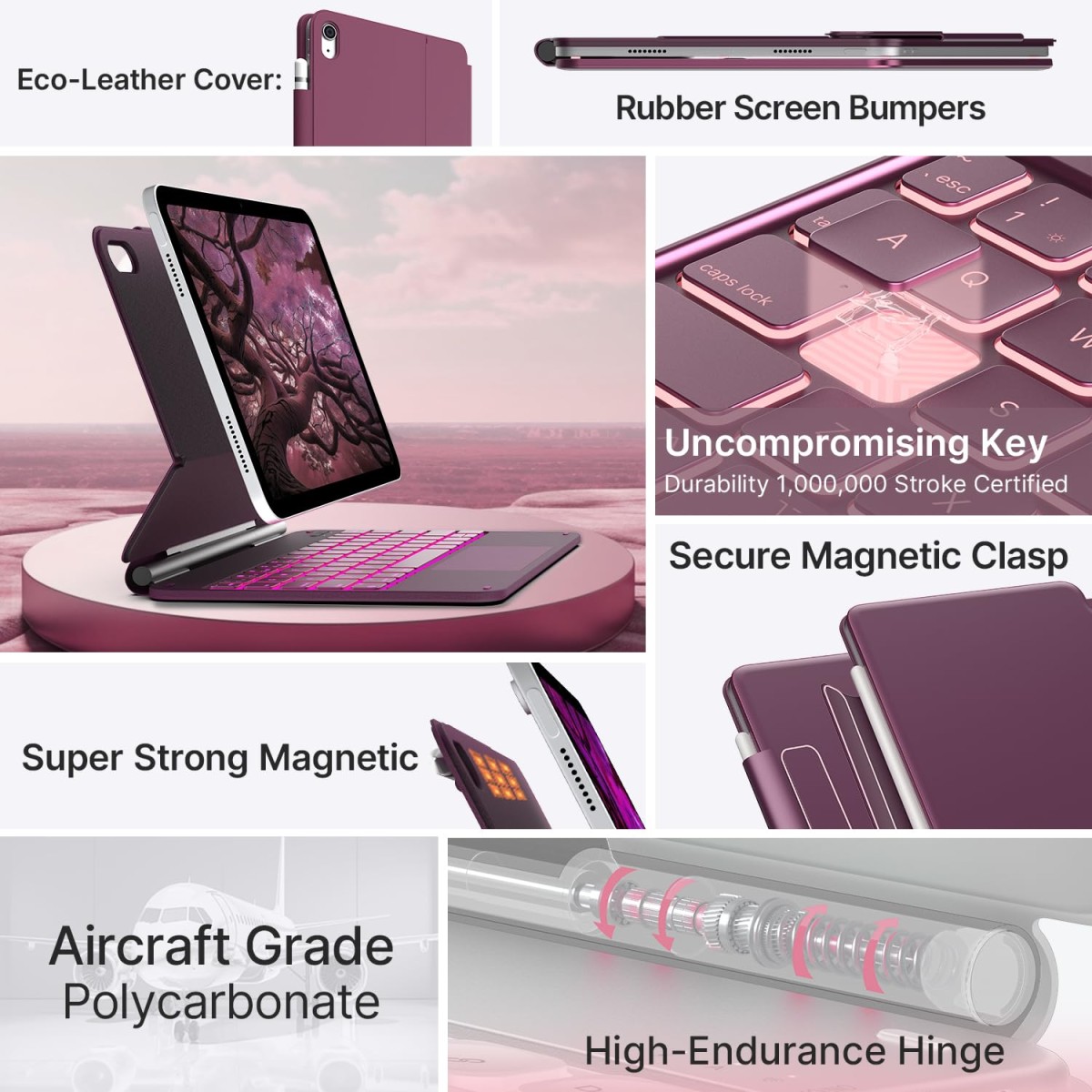 typecase Edge Magic Keyboard case for iPad 11th (A16-2025) & 10th Gen with 11-Colors Backlit, Floating Cantilever Stand, Click Anywhere Precision Multi-Touch Trackpad, 600 GMS (NOT for Air 11/Pro 11)