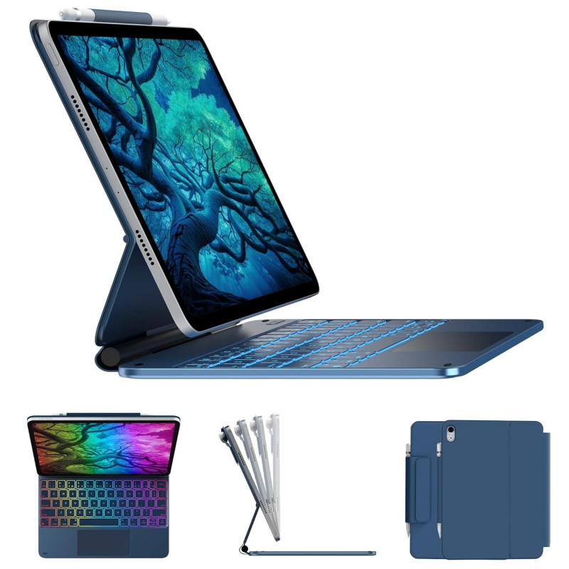 typecase Edge Magic Keyboard case for iPad 11th (A16-2025) & 10th Gen with 11-Colors Backlit, Floating Cantilever Stand, Click Anywhere Precision Multi-Touch Trackpad, 600 GMS (NOT for Air 11/Pro 11)