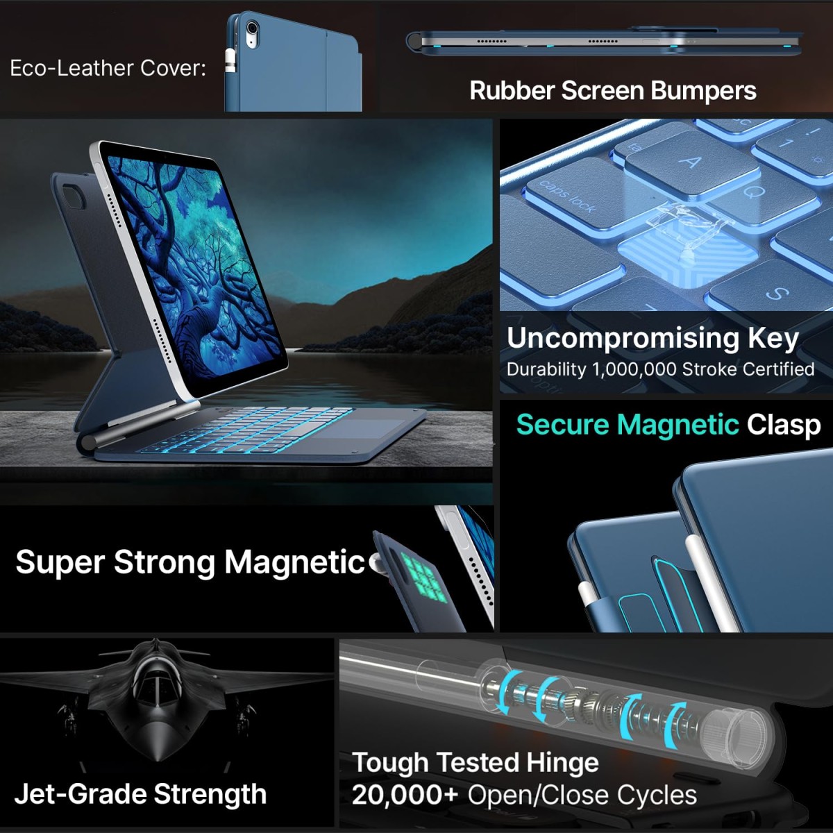 typecase Edge Magic Keyboard case for iPad 11th (A16-2025) & 10th Gen with 11-Colors Backlit, Floating Cantilever Stand, Click Anywhere Precision Multi-Touch Trackpad, 600 GMS (NOT for Air 11/Pro 11)