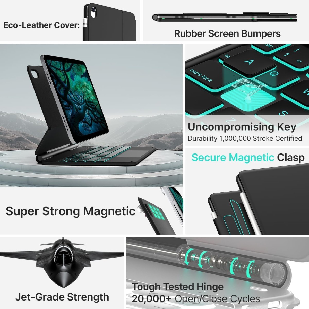 typecase Edge Magic Keyboard case for iPad 11th (A16-2025) & 10th Gen with 11-Colors Backlit, Floating Cantilever Stand, Click Anywhere Precision Multi-Touch Trackpad, 600 GMS (NOT for Air 11/Pro 11)