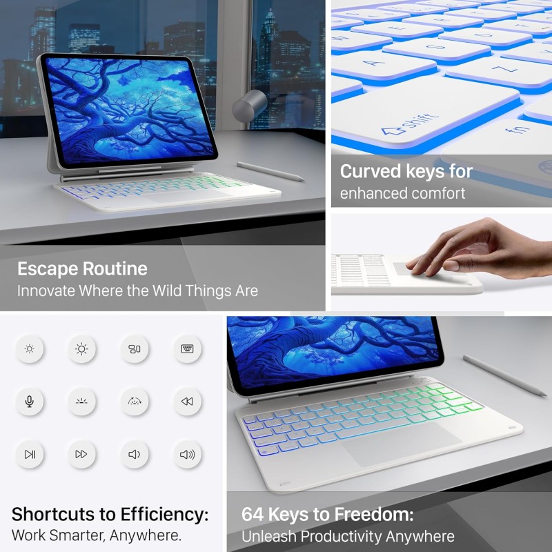 typecase Edge Magic Keyboard case for iPad 11th (A16-2025) & 10th Gen with 11-Colors Backlit, Floating Cantilever Stand, Click Anywhere Precision Multi-Touch Trackpad, 600 GMS (NOT for Air 11/Pro 11)