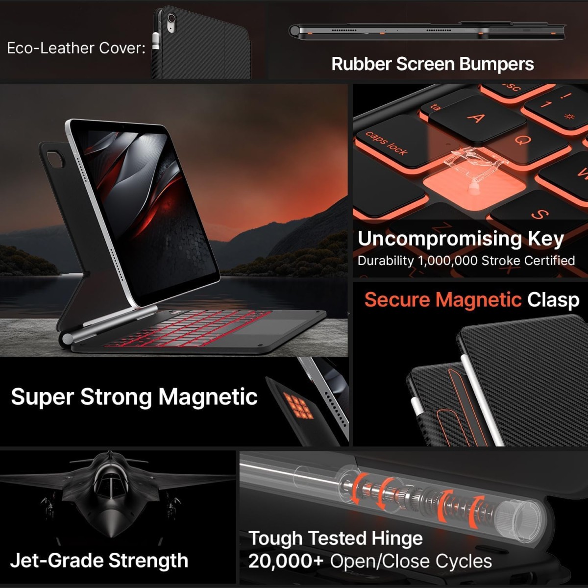 typecase Edge Magic Keyboard case for iPad 11th (A16-2025) & 10th Gen with 11-Colors Backlit, Floating Cantilever Stand, Click Anywhere Precision Multi-Touch Trackpad, 600 GMS (NOT for Air 11/Pro 11)