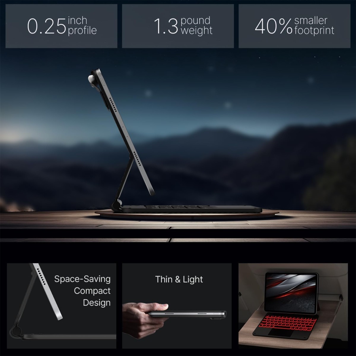 typecase Edge Magic Keyboard case for iPad 11th (A16-2025) & 10th Gen with 11-Colors Backlit, Floating Cantilever Stand, Click Anywhere Precision Multi-Touch Trackpad, 600 GMS (NOT for Air 11/Pro 11)