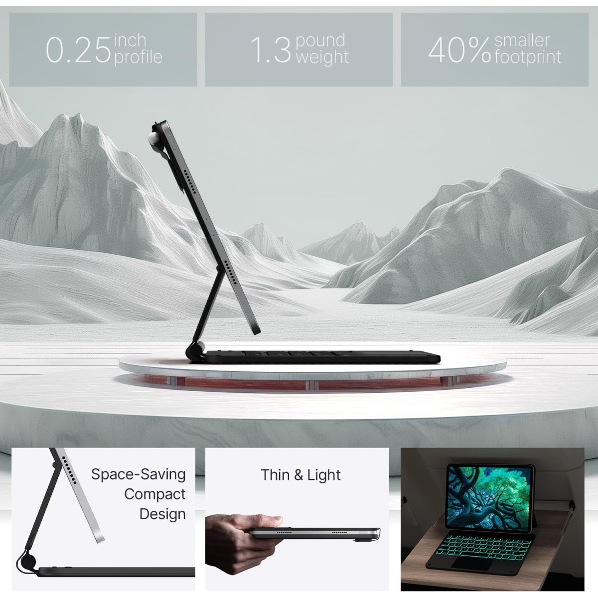 typecase Edge Magic Keyboard case for iPad 11th (A16-2025) & 10th Gen with 11-Colors Backlit, Floating Cantilever Stand, Click Anywhere Precision Multi-Touch Trackpad, 600 GMS (NOT for Air 11/Pro 11)