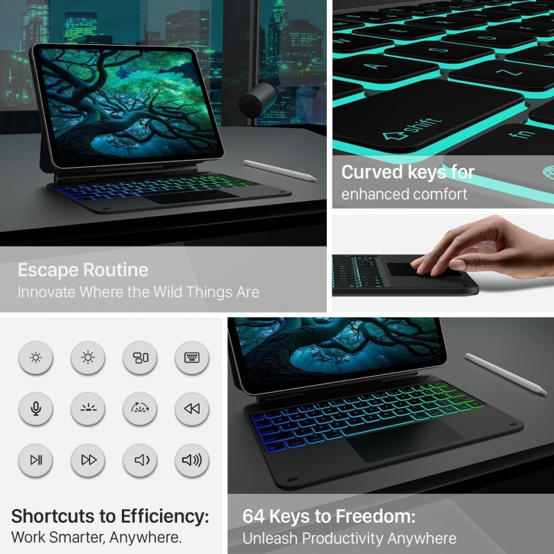 typecase Edge Magic Keyboard case for iPad 11th (A16-2025) & 10th Gen with 11-Colors Backlit, Floating Cantilever Stand, Click Anywhere Precision Multi-Touch Trackpad, 600 GMS (NOT for Air 11/Pro 11)