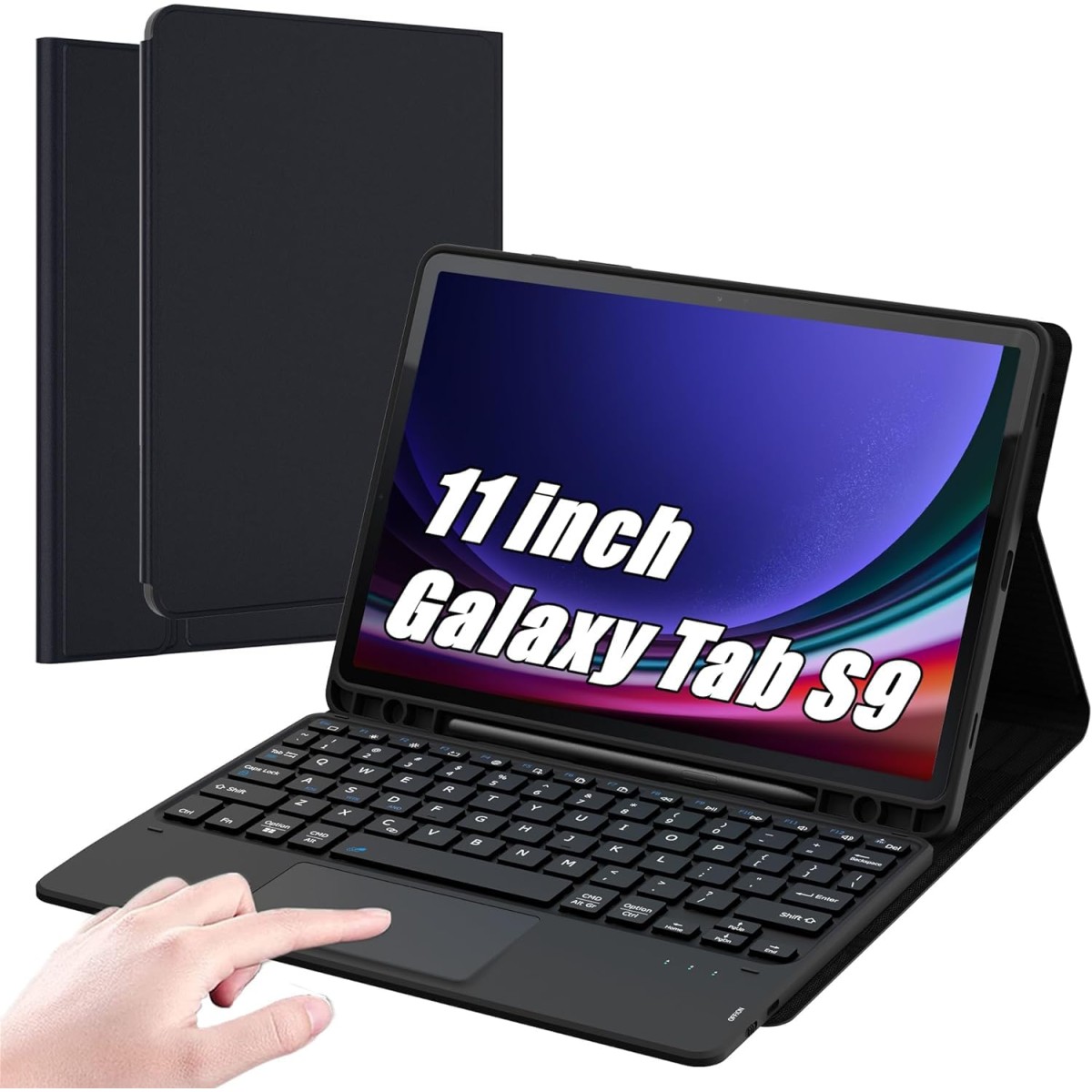 typecase Keyboard Case for Samsung Galaxy Tab S10 Lite, S10 FE, S9 FE 5G 10.9, S9 Inch with Touch Trackpad, Pen Holder, Multiple Viewing Angle, Detachable Wireless Bluetooth Keyboard Cover (Black)