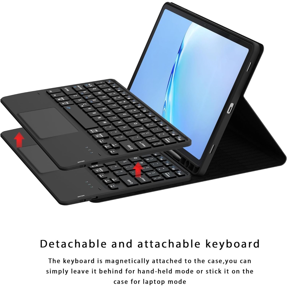 typecase Keyboard Case for Samsung Galaxy Tab S10 Lite, S10 FE, S9 FE 5G 10.9, S9 Inch with Touch Trackpad, Pen Holder, Multiple Viewing Angle, Detachable Wireless Bluetooth Keyboard Cover (Black)