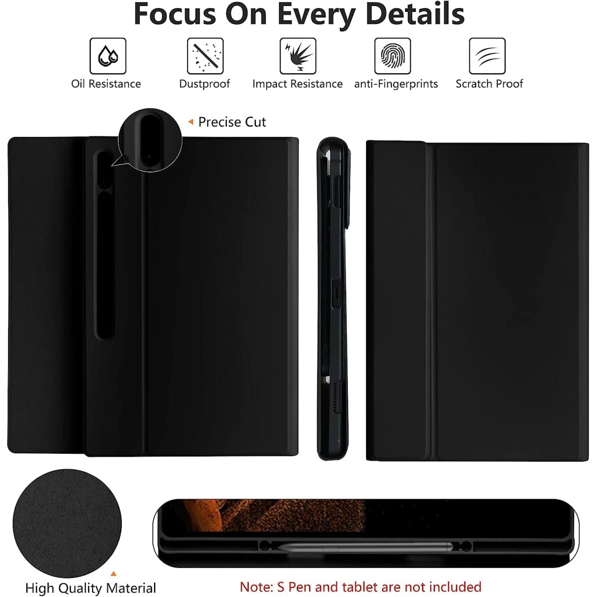 typecase Keyboard Case for Samsung Galaxy Tab S8 (11) & S7 (11) (Model SM-X700/X706/T870/T875/T878) with S Pen Holder, Slim Stand Cover Detachable Wireless Bluetooth Keyboard, Black