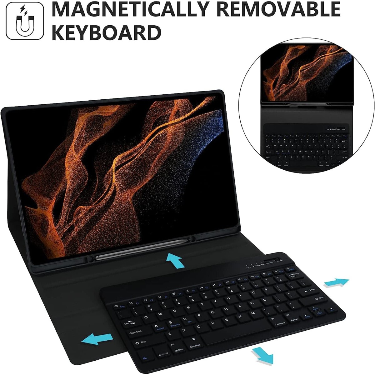 typecase Keyboard Case for Samsung Galaxy Tab S8 (11) & S7 (11) (Model SM-X700/X706/T870/T875/T878) with S Pen Holder, Slim Stand Cover Detachable Wireless Bluetooth Keyboard, Black