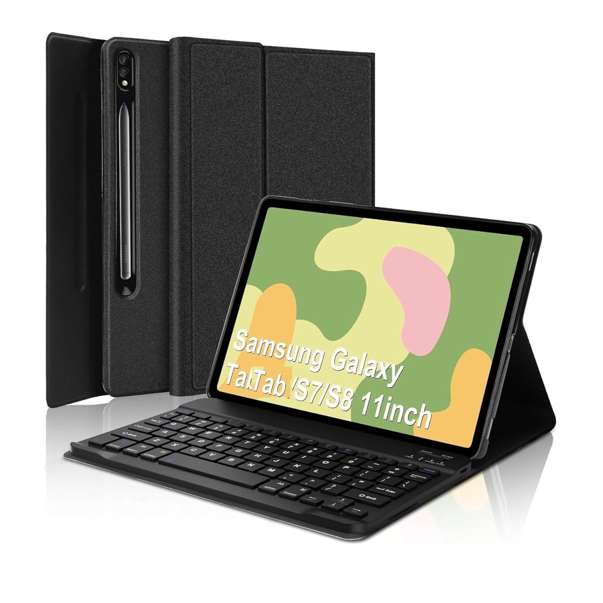 typecase Keyboard Case for Samsung Galaxy Tab S8 (11) & S7 (11) (Model SM-X700/X706/T870/T875/T878) with S Pen Holder, Slim Stand Cover Detachable Wireless Bluetooth Keyboard, Black