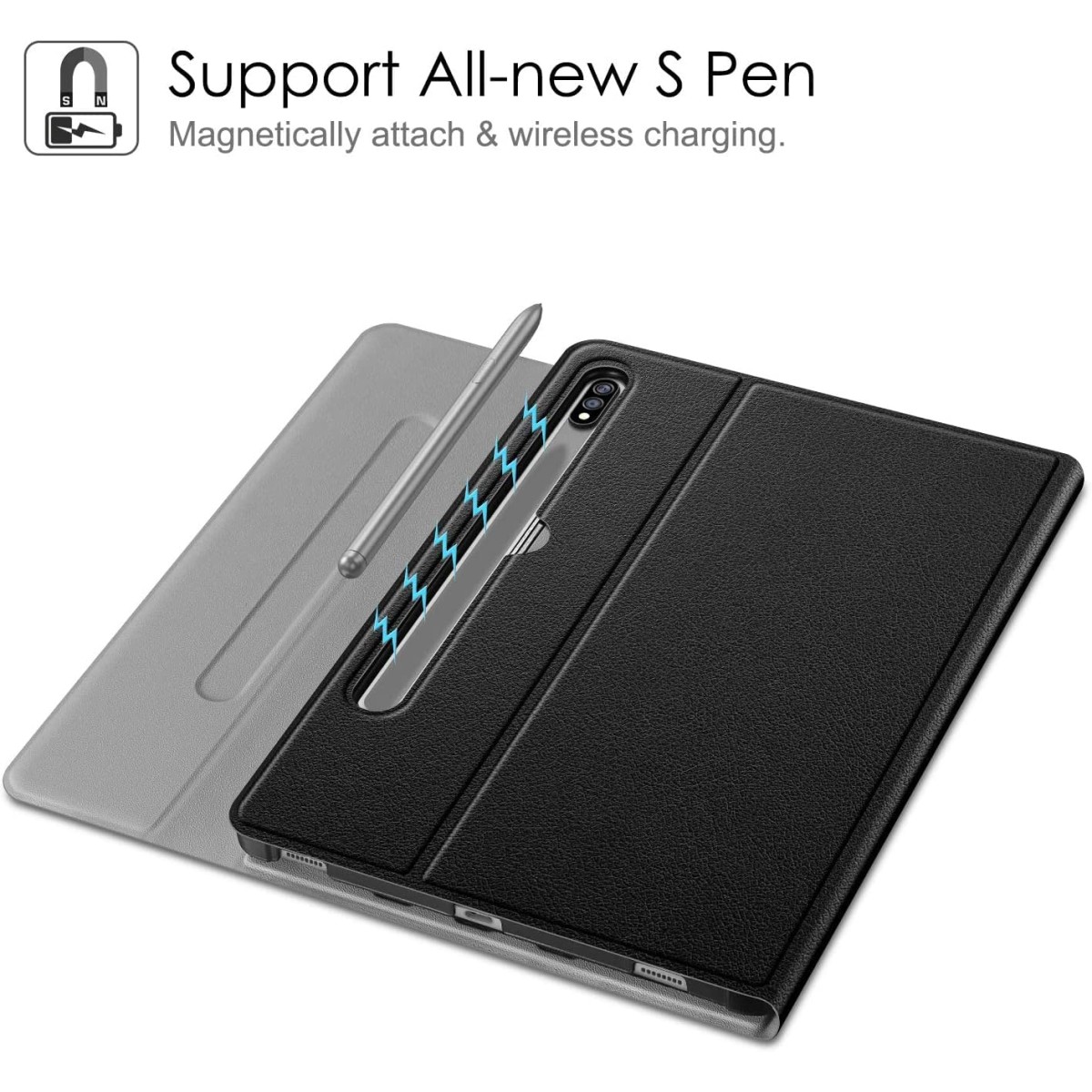 typecase Keyboard Case for Samsung Galaxy Tab S8 (11) & S7 (11) (Model SM-X700/X706/T870/T875/T878) with S Pen Holder, Slim Stand Cover Detachable Wireless Bluetooth Keyboard, Black