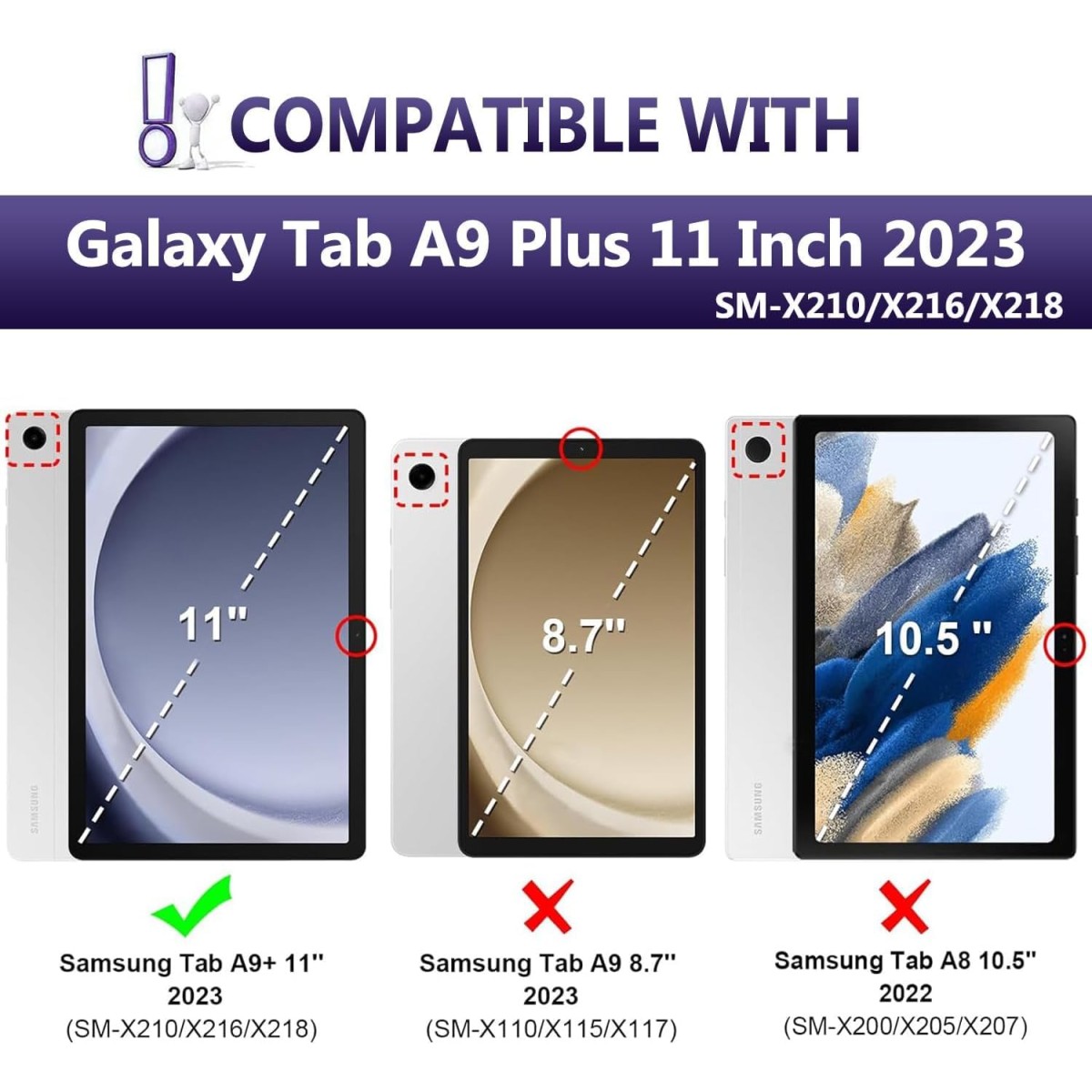 typecase Keyboard case for Samsung Galaxy Tab A9 Plus (11 Inch) / A9+ (11 Inch) with 7-Colors Backlits & Touchpad, Pen Holder, Multi Angle