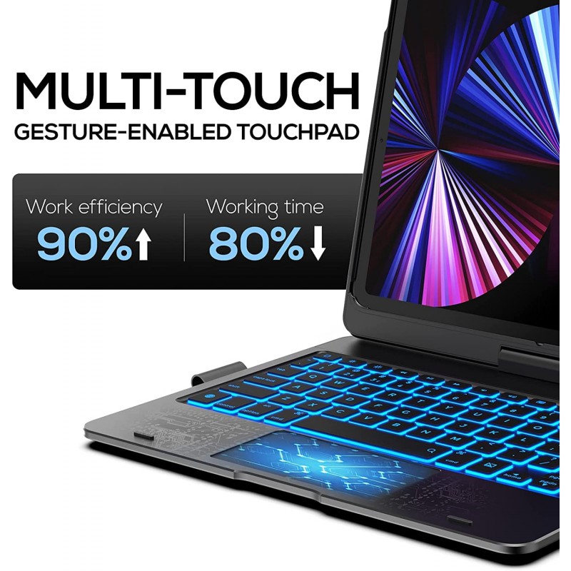typecase Touch Keyboard for New iPad A16 2025 (11 Inch) & iPad 10th Generation with Multi-Touch Trackpad, 11-Colors Backlit, 360° Rotatable Design, Bluetooth Keyboard case, Pencil Holder (Black'25) typecase Touch Keyboard for New iPad A16 2025 (11 Inch) & iPad 10th Generation with Multi-Touch Trackpad, 11-Colors Backlit, 360° Rotatable Design, Bluetooth Keyboard case, Pencil Holder (Black'25)