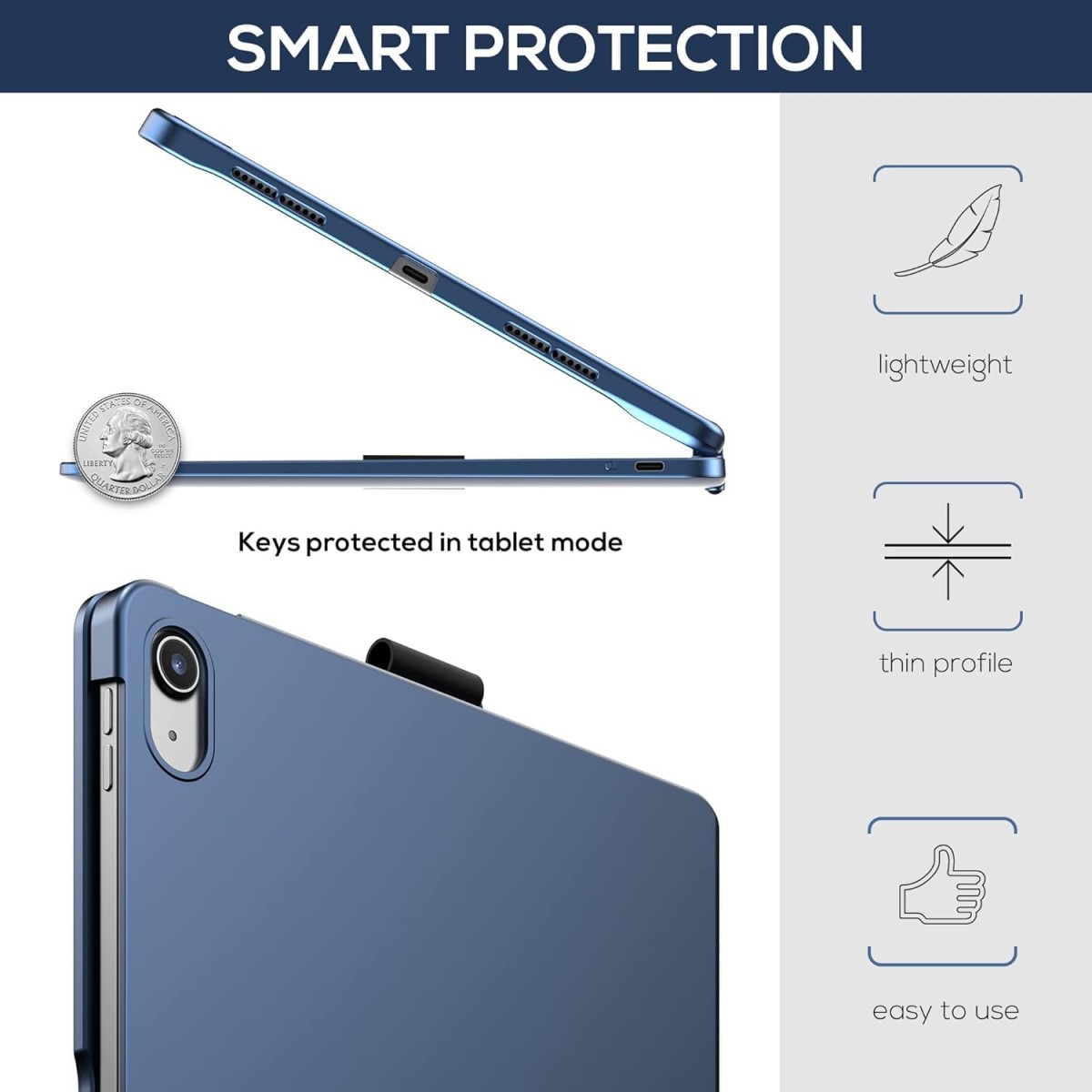 typecase Touch Keyboard for New iPad A16 2025 (11 Inch) & iPad 10th Generation with Multi-Touch Trackpad, 11-Colors Backlit, 360° Rotatable Design, Bluetooth Keyboard case, Pencil Holder (Black'25)