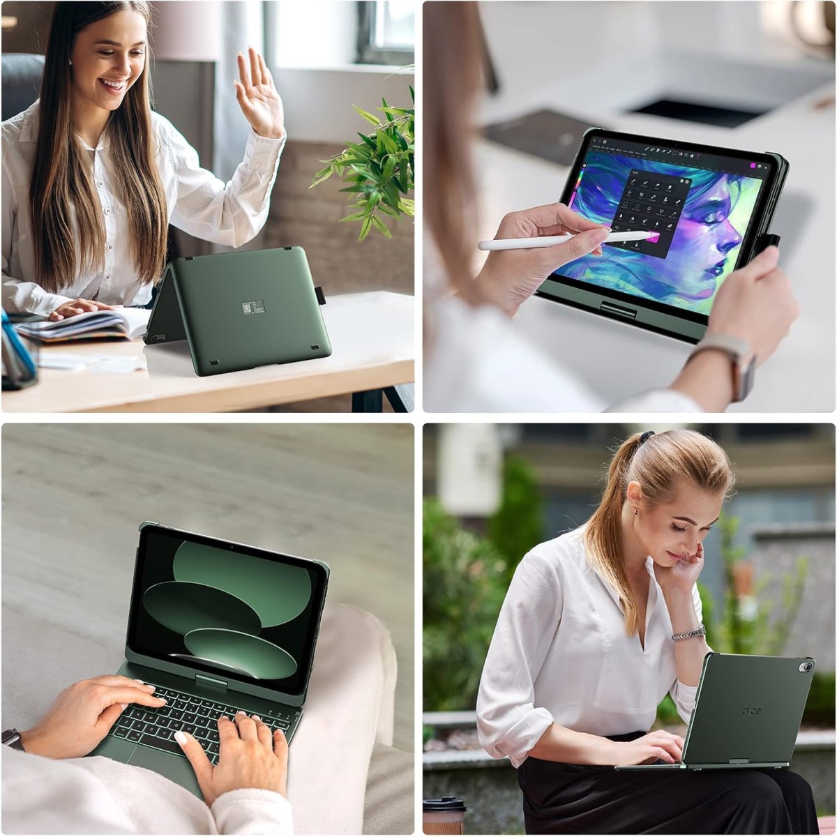 typecase Touch Keyboard for New iPad A16 2025 (11 Inch) & iPad 10th Generation with Multi-Touch Trackpad, 11-Colors Backlit, 360° Rotatable Design, Bluetooth Keyboard case, Pencil Holder (Black'25)