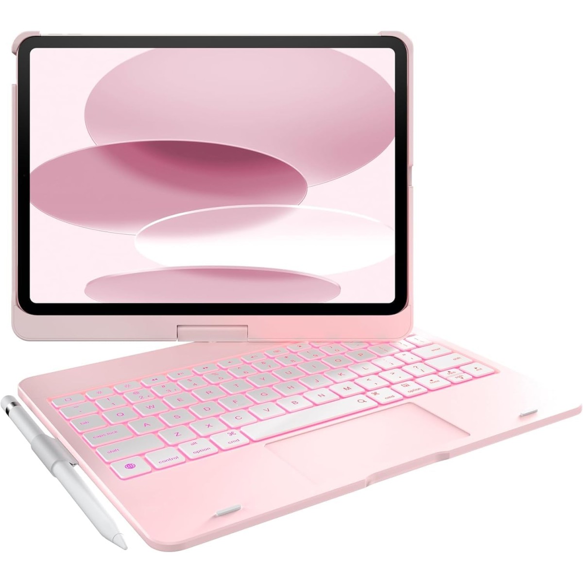 typecase Touch Keyboard for New iPad A16 2025 (11 Inch) & iPad 10th Generation with Multi-Touch Trackpad, 11-Colors Backlit, 360° Rotatable Design, Bluetooth Keyboard case, Pencil Holder (Black'25)