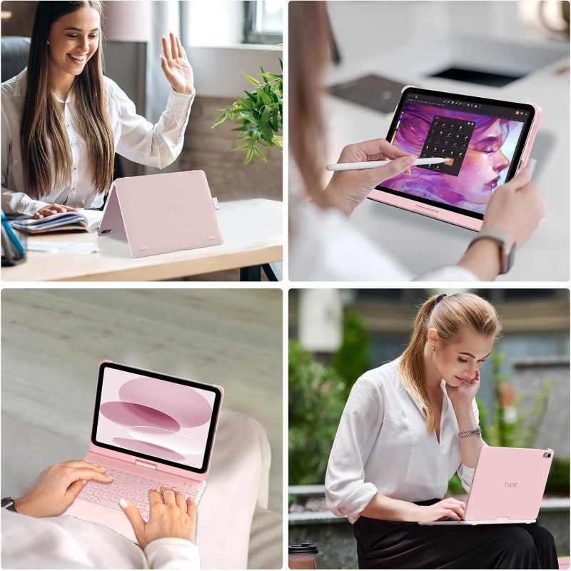 typecase Touch Keyboard for New iPad A16 2025 (11 Inch) & iPad 10th Generation with Multi-Touch Trackpad, 11-Colors Backlit, 360° Rotatable Design, Bluetooth Keyboard case, Pencil Holder (Black'25) typecase Touch Keyboard for New iPad A16 2025 (11 Inch) & iPad 10th Generation with Multi-Touch Trackpad, 11-Colors Backlit, 360° Rotatable Design, Bluetooth Keyboard case, Pencil Holder (Black'25)