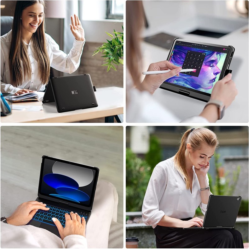 typecase Touch Keyboard for New iPad A16 2025 (11 Inch) & iPad 10th Generation with Multi-Touch Trackpad, 11-Colors Backlit, 360° Rotatable Design, Bluetooth Keyboard case, Pencil Holder (Black'25) typecase Touch Keyboard for New iPad A16 2025 (11 Inch) & iPad 10th Generation with Multi-Touch Trackpad, 11-Colors Backlit, 360° Rotatable Design, Bluetooth Keyboard case, Pencil Holder (Black'25)