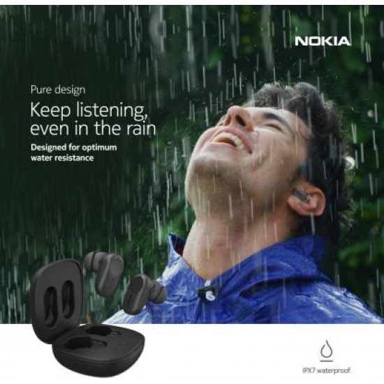 Nokia T3110 Hybrid Active Noise Cancellation Bluetooth Headset Charcoal Black True Wireless