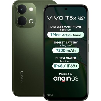 vivo T5x 5G (Cyber Green, 6GB RAM, 128GB Storage) | 50MP AI Dual Camera | 32MP Selfie | 6.76" FHD+ Display | 7200mAh Battery