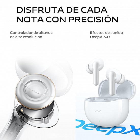 vivo TWS 3e, Wireless Bluetooth Headphones, ANC, Noise Cancelling, 42H Battery Life with Quick Charge, Dual Device Connection, 88ms Low Latency for Gaming, IP54